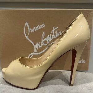 Christian Louboutin Cream Peep Toe Heels